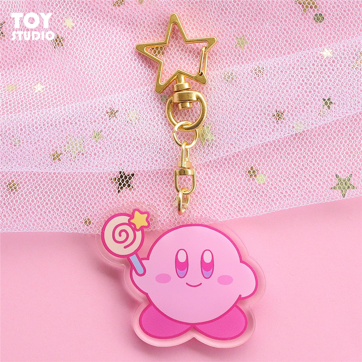 5Cm Kawaii Cartoon Cute Airpods Kirby Star Keychain Acrylic Badge Mini Keychain Pendant Pendant Girl Gift