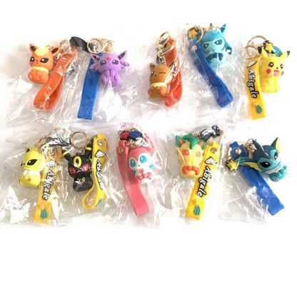 Pokemon Anime Figure Pikachu Keychain Toy Pet Eevee Leafeon Sylveon Flareon Umbreon Vaporeon Espeon Glaceon Jolteon Kids Gifts