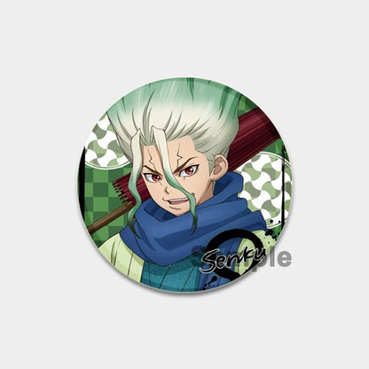 Dr. Stone Cute Enamel Pin Badges Manga Lapel Pins for Backpacks 58mm Round Anime Brooches on Clothes Jewelry Accessories Gifts