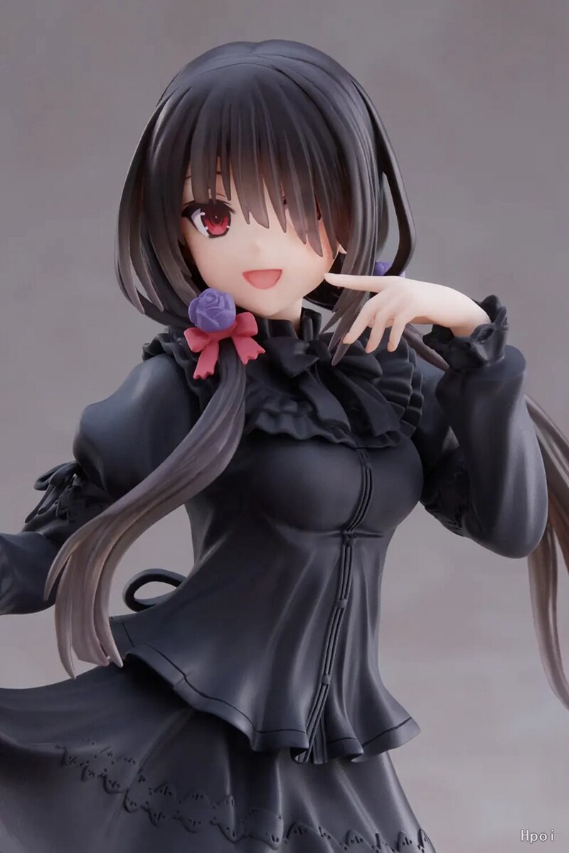 18CM DATE A LIVE Tokisaki Kurumi Anime Figure Cute Girl Model Toy PVC Black Dress Dress Up Standing Model Car Interior Ornament