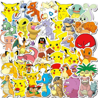 50/100PCS Pokemon Stickers Kids Stickers for Laptop Cute Anime Children's Pack Waterproof Cool Funny Suitcase Skateboard Classic