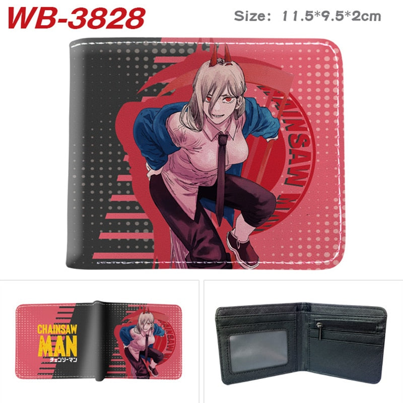 Chainsaw Man Wallets Cosplay Anime Makima Power Denji Pochita Cartoon Pu Wallet Short Coin Purse Card Holder