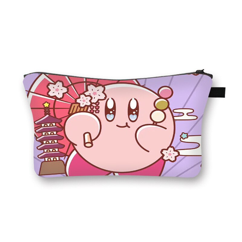 Kirby Bag Cartoon Kirby Makeup Bags Women Waterproof Female Storage Bag Portable for Student Kawaii Pencil Case Birthday Gift