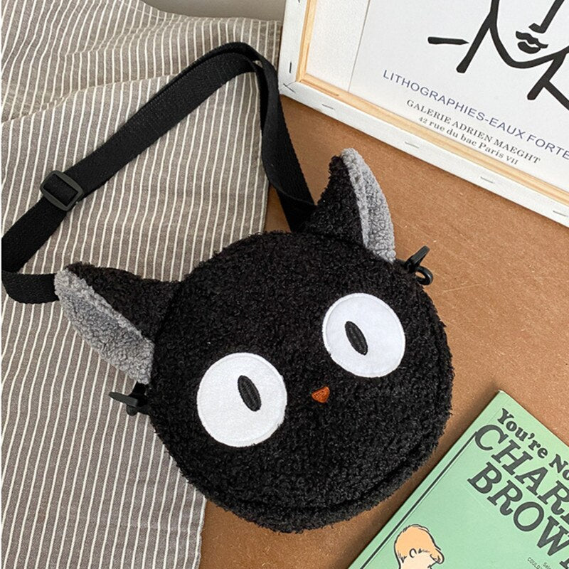 Anime Kiki&#39;s Delivery Service Cosplay Black JiJi Cartoon Plush Shoulder Bags For Women Mini Black Cat Kiki Messenger Bag Handbag Studio Ghibli