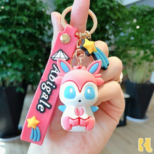 Pokemon Anime Figure Pikachu Keychain Toy Pet Eevee Leafeon Sylveon Flareon Umbreon Vaporeon Espeon Glaceon Jolteon Kids Gifts