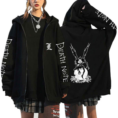 Anime Death Note Print Hoodies Japanese Anime Men&#39;s Zipper Jacket Harajuku Streetwear Zip Up Sweatshirts Oversized Y2K Coats