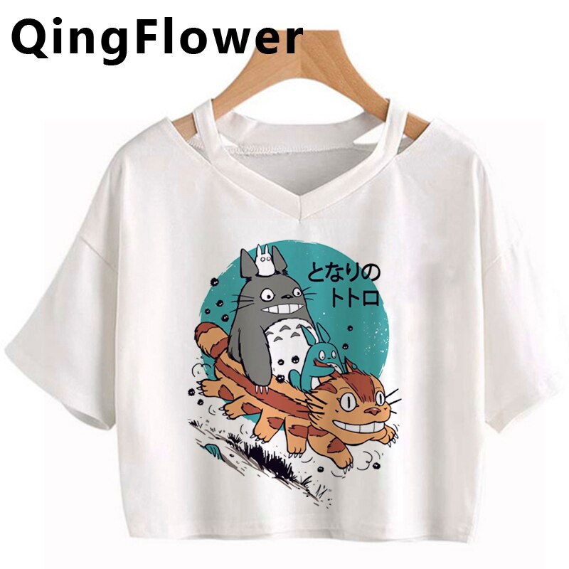 Japanese Spirited Away Hayao Miyazaki Anime Kawaii Print Women Harajuku Aesthetic Tshirt White Tops Anime Female T Shirt