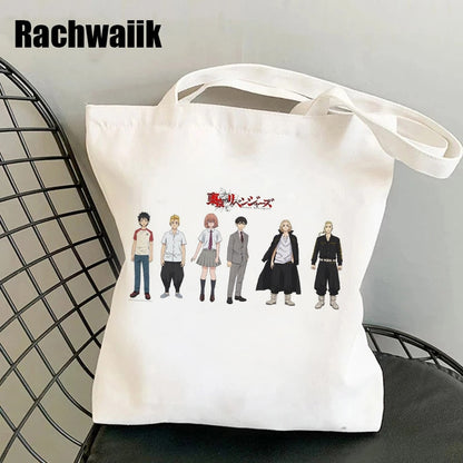 Tokyo Revengers Shopping Bag Graphic Tote Harajuku Shopper Bag Women Canvas Shoulder Bag Female Ulzzang Funny Eco Large-capacity