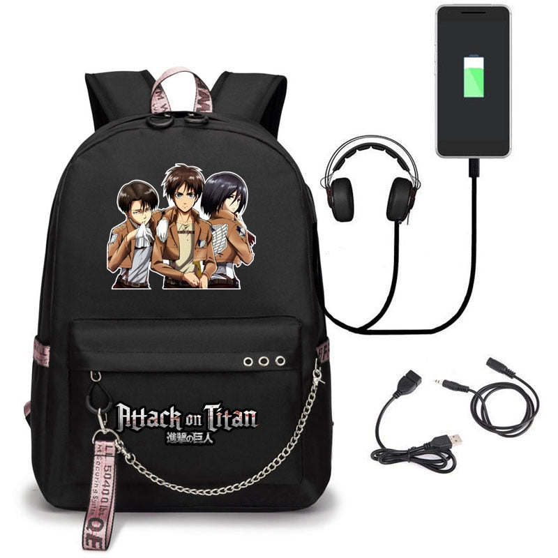 Attack on Titan Backpacks for Teenager Canvas Black Travel Bags Students Laptop Bag Boys Girls Back to School Mochila Sac A Dos