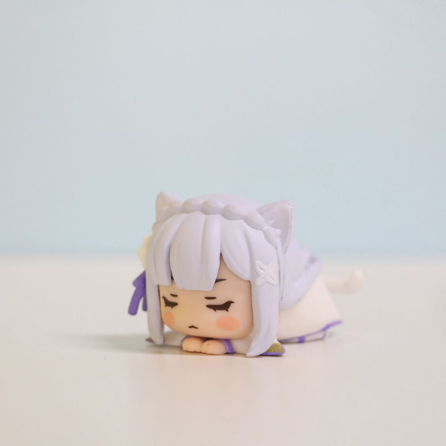 4pcs Re: Zero In A Different World From Zero Anime Action Figures Rem Ram Emilia Echidna 4 Models Cute Cat Lying Position Dolls