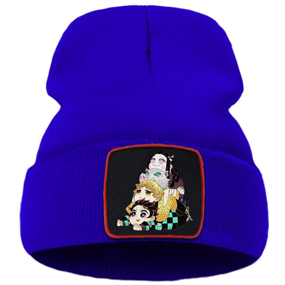 Demon Slayer Printing New Winter Hats For Women Warm Casual Man Japan Anime Knitted Hat Soft Fashion Men Autumn Beanie