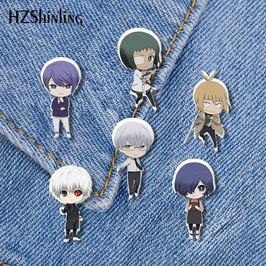 2021 New Anime Tokyo Ghoul Acrylic Lapel Pin Kaneki Ken Epoxy Butterfly Clasp Pin Handmade Butterfly Brooch