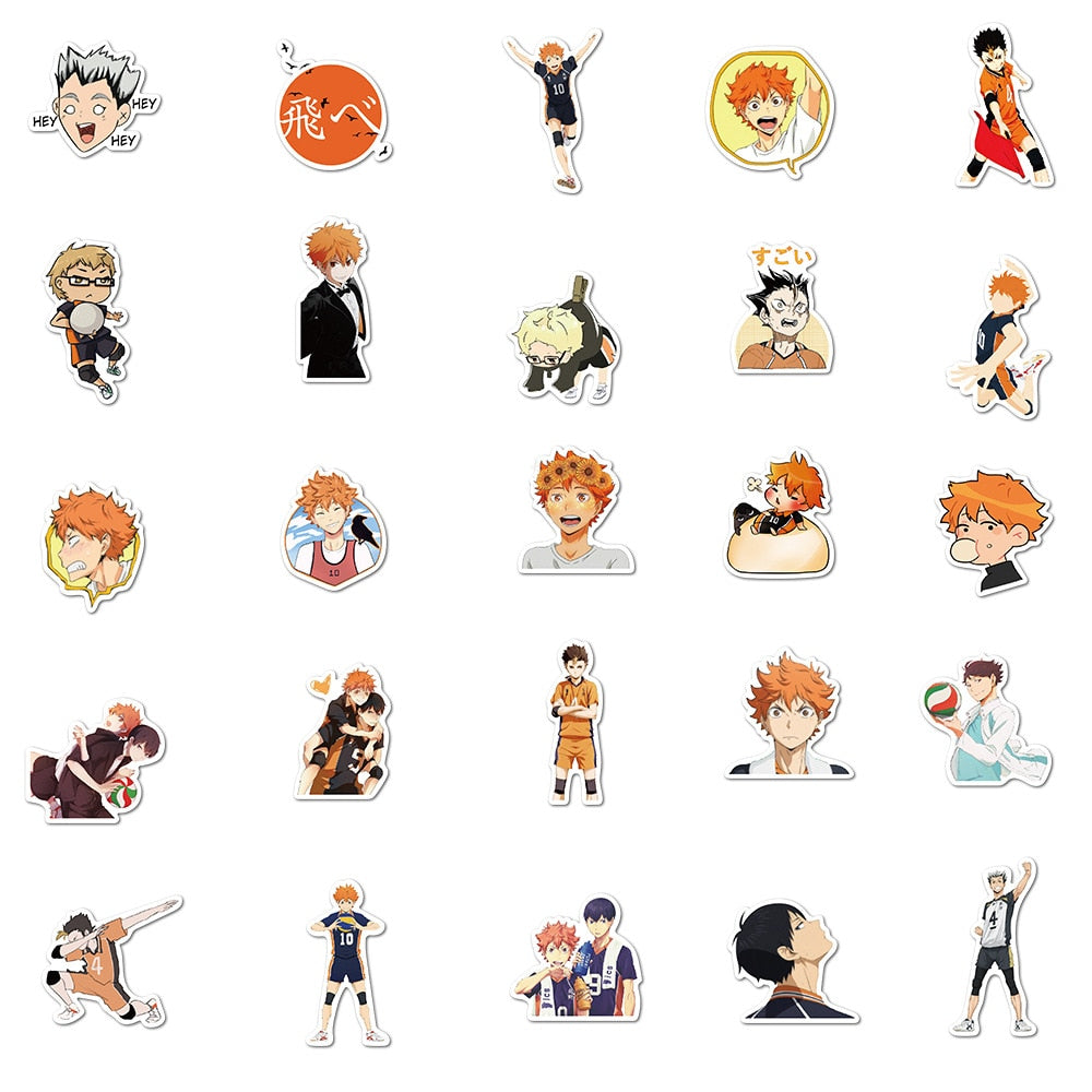 50PCS/set New Haikyuu Stickers Decal to DIY Laptop Phone Guitar Suitcase Skateboard PS4 Toy Anime Haikyuu!! Waterproof Sticker