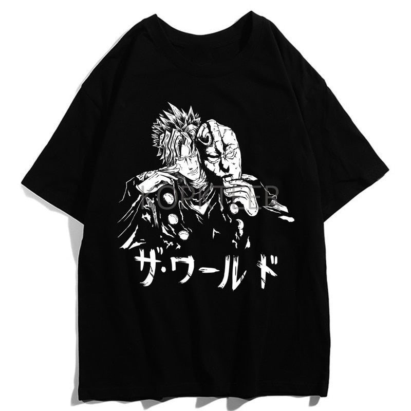 Jojos Bizarre Adventure Kujo Jotaro Giorno Giovanna Men Summer T-Shirts Harajuku Streetwear Ulzzang Hip Hop Tops Tee Cool T-Shirt