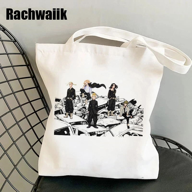 Tokyo Revengers Shopping Bag Graphic Tote Harajuku Shopper Bag Women Canvas Shoulder Bag Female Ulzzang Funny Eco Large-capacity