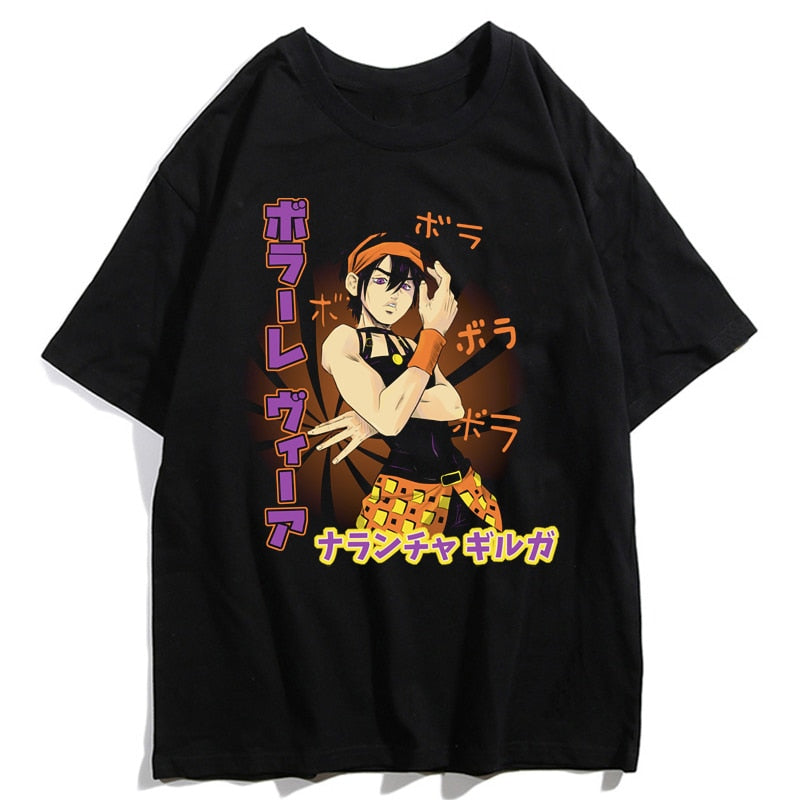 Jojos Bizarre Adventure Kujo Jotaro Giorno Giovanna Men Summer T-Shirts Harajuku Streetwear Ulzzang Hip Hop Tops Tee Cool T-Shirt