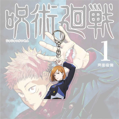 Hot Fashion Jujutsu Kaisen Yuji Itadori Keychain Fushiguro Megumi Cosplay Two-sided Acrylic Keyring Anime Jewelry Fans Souvenir