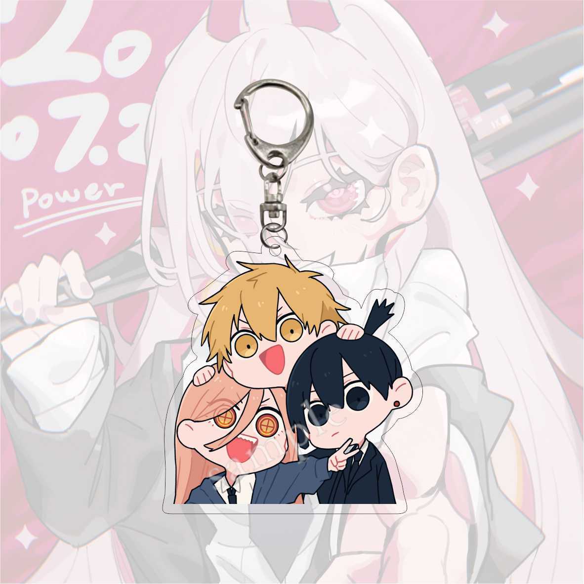 Kawaii Figures Anime Chainsaw Man Keychain Pochita Power Makima Angel Hayakawa Aki Key Ring 6cm Acrylic Charm Key Chain Llaveros