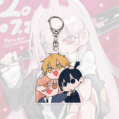 Kawaii Figures Anime Chainsaw Man Keychain Pochita Power Makima Angel Hayakawa Aki Key Ring 6cm Acrylic Charm Key Chain Llaveros