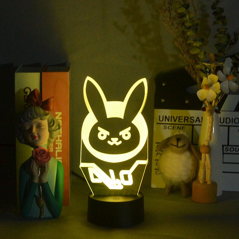 Overwatch OW Game Figure Dva Lamp 3D Led Neon Effect Night Lights Birthday Gift for Friends Gaming Room Table art Decoration