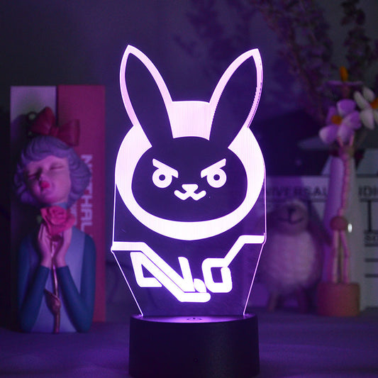 Overwatch OW Game Figure Dva Lamp 3D Led Neon Effect Night Lights Birthday Gift for Friends Gaming Room Table art Decoration