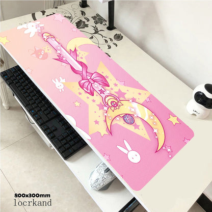 Pink Sailor Moon landscape Silicone Pad to Mouse Gaming Mousepad XL Large Gamer Keyboard PC Desk Mat Computer Tablet Mouse Pad.