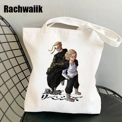 Tokyo Revengers Shopping Bag Graphic Tote Harajuku Shopper Bag Women Canvas Shoulder Bag Female Ulzzang Funny Eco Large-capacity