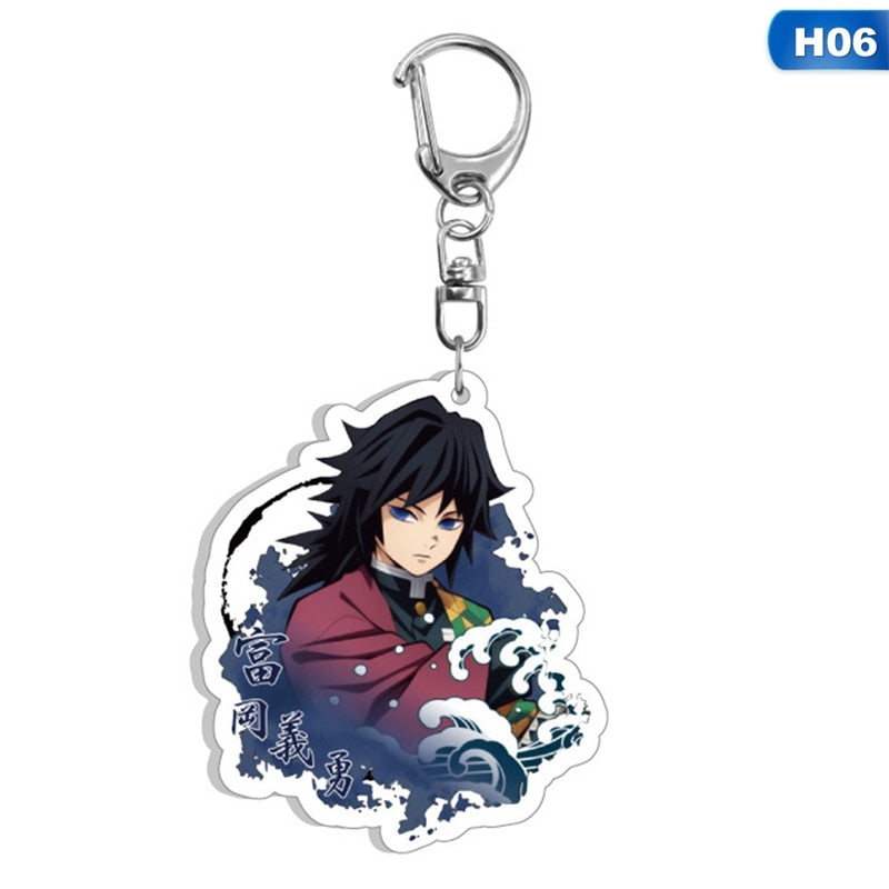 New Anime Demon Slayer Acrylic Keychain Cute Brinco Blade of Ghost Key Chain Kamado Tanjirou Cosplay Pompom Yaiba Keyring