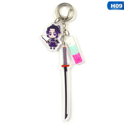 Anime Demon Slayer Keychain Acrylic Kimetsu no Yaiba Blade of Ghost Keychains Key Cover Chain Keyring Jewelry Accessories Gifts