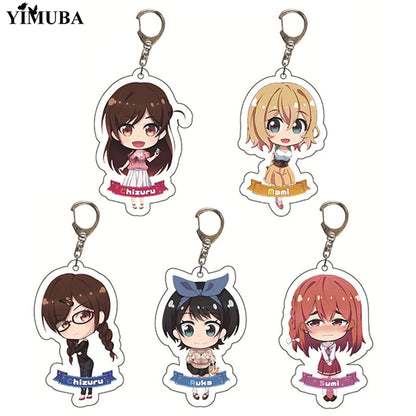 Manga Kanojo Okarishimasu Keychain Anime Rent A Girlfriend Key Chain Ichinose Chizuru Acrylic Figure Key Ring Bag Charm Trinkets