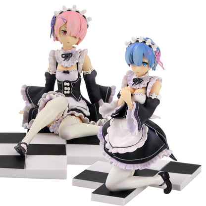 12-22cm Re: Zero in A Different World From Zero Ram Rem Servant Suit Version Figure Doll PVC Collection Model Toys