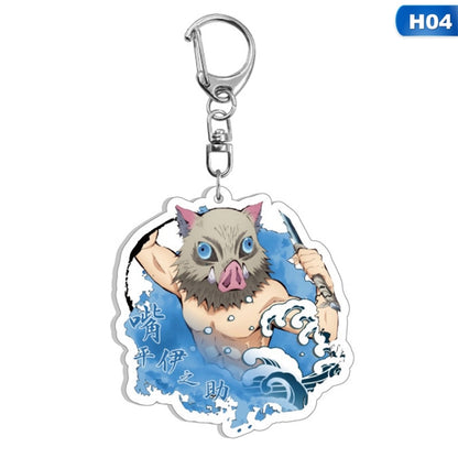 New Anime Demon Slayer Acrylic Keychain Cute Brinco Blade of Ghost Key Chain Kamado Tanjirou Cosplay Pompom Yaiba Keyring