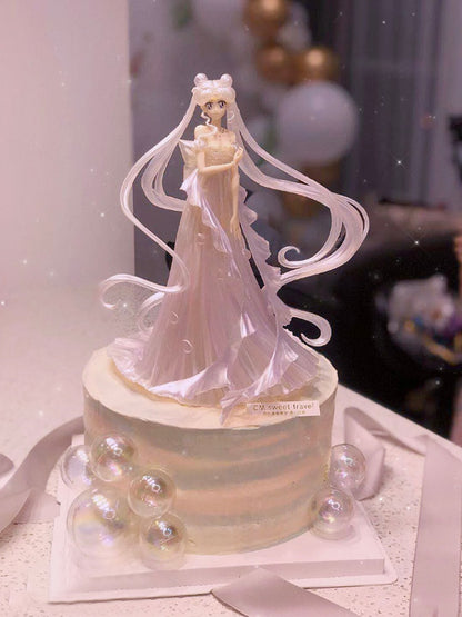 Anime Sailor Moon Wedding dress PVC Action Figure Collection Model Toy Doll Cake Decoration Girl Gift For Birthday Dessert Decor