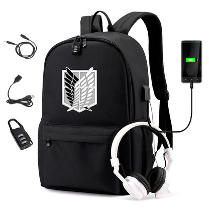 Attack on Titan Backpacks for Teenager Canvas Black Travel Bags Students Laptop Bag Boys Girls Back to School Mochila Sac A Dos