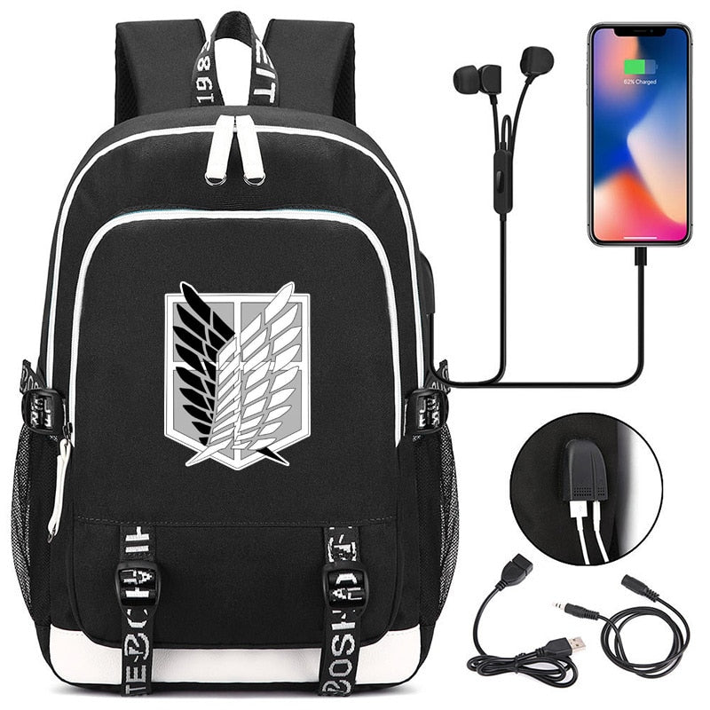 Attack on Titan Backpacks for Teenager Canvas Black Travel Bags Students Laptop Bag Boys Girls Back to School Mochila Sac A Dos