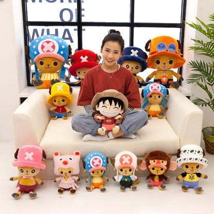 20cm One Piece Plush Toy Anime Tony Chopper Luffy Ace Pattern Soft Stuffed Plush Dolls Toys Cute Cartoon Chopper Doll Kids Gift