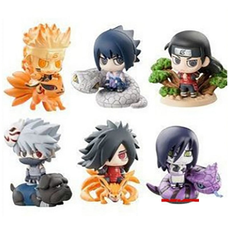 6Pcs Q Version Naruto Anime Figurine Uchiha Sasuke Itachi Gaara Akatsuki Action Figure PVC Model Toys For Children