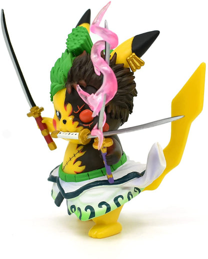 PVC 4&quot; Pokemon Anime Kawaii Pikachu Cosplay Roronoa Zoro Action Figure Statues GK Collection Birthday Gifts Funko  Pop It