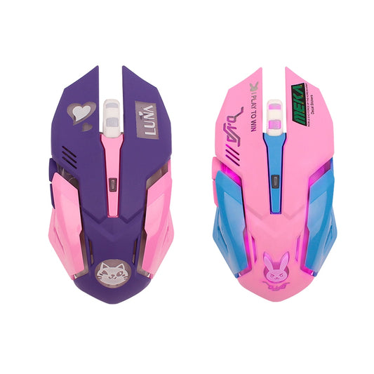 2.4GHz LED USB Wireless Gaming Optical Mouse 2400dpi Mute PC Laptop Computer 6 Buttons Gaming Mice for OW DVA Overwatch