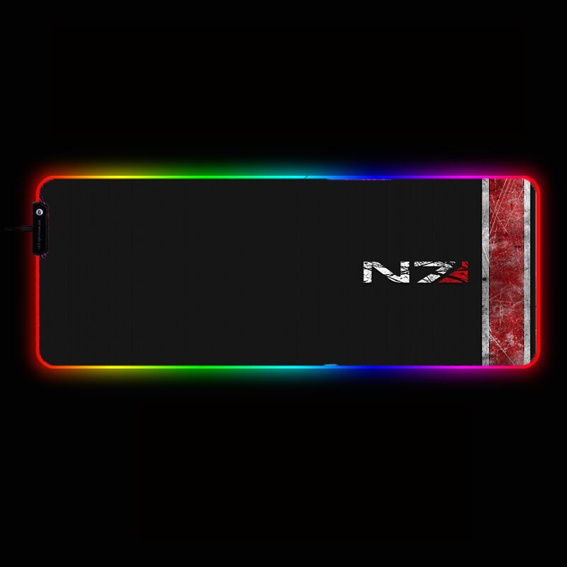 Mairuige Mass Effect N7 RGB Gaming Mouse Pad Large Computer   Gamer XXL pad Backlight Mause  Keyboard Desk Mat