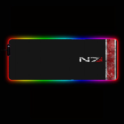 Mairuige Mass Effect N7 RGB Gaming Mouse Pad Large Computer   Gamer XXL pad Backlight Mause  Keyboard Desk Mat