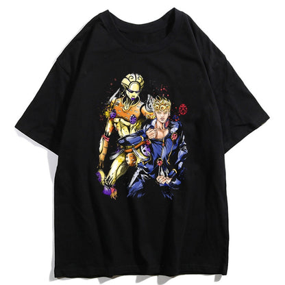 Jojos Bizarre Adventure Kujo Jotaro Giorno Giovanna Men Summer T-Shirts Harajuku Streetwear Ulzzang Hip Hop Tops Tee Cool T-Shirt