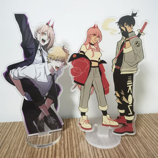 Anime Chainsaw Man Figure Stand Model Denji Pochita Power Hayakawa Aki Standing Plate Acrylic Cartoon Cosplay Props