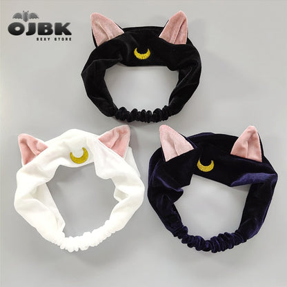 Sailor Moon Luna Cat Ears HairBand Hair Accessory Headband Anime Cosplay Cute Face Washing Makeup Tool Headwear For Women