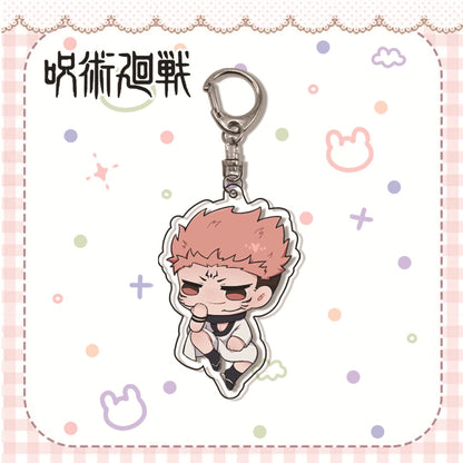 Hot Fashion Jujutsu Kaisen Yuji Itadori Keychain Fushiguro Megumi Cosplay Two-sided Acrylic Keyring Anime Jewelry Fans Souvenir