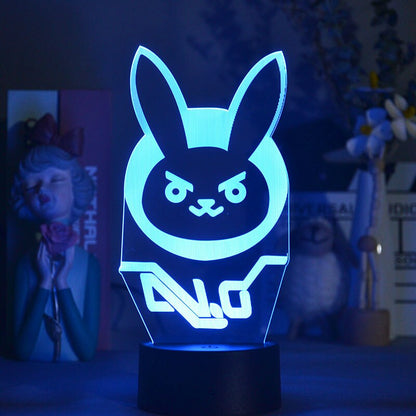 Overwatch OW Game Figure Dva Lamp 3D Led Neon Effect Night Lights Birthday Gift for Friends Gaming Room Table art Decoration