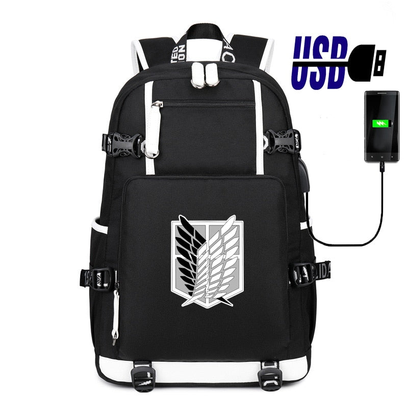 Attack on Titan Backpacks for Teenager Canvas Black Travel Bags Students Laptop Bag Boys Girls Back to School Mochila Sac A Dos