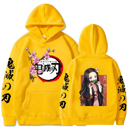 Hot Demon Slayer Kimetsu No Yaiba Hoodie Hip Hop Anime Pullovers Tops Loose Long Sleeves Autumn Man Cloth