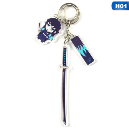 Anime Demon Slayer Keychain Acrylic Kimetsu no Yaiba Blade of Ghost Keychains Key Cover Chain Keyring Jewelry Accessories Gifts