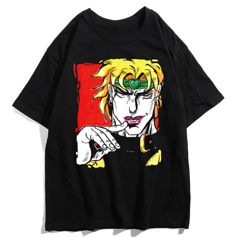 Jojos Bizarre Adventure Kujo Jotaro Giorno Giovanna Men Summer T-Shirts Harajuku Streetwear Ulzzang Hip Hop Tops Tee Cool T-Shirt